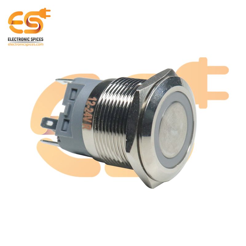 22mm 12-24V Ring Light Latching Push Button Metal Switch with Red Indicator