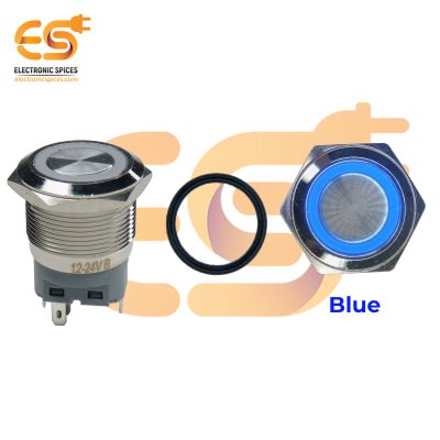 22 mm 12-24V Ring Light Push Button Horn type Metal Switch with Blue Indicator