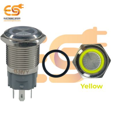 16 mm 12-24V Ring Light Push Button Horn type Metal Switch with Yellow Indicator