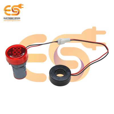 220V 0-100A AC Round shape Digital Ampere Meter Red LED Indicator Light with Universal Current Detector