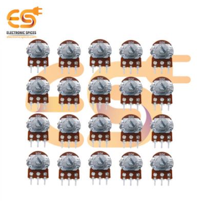 5K Rotary potentiometer round shaft handle 3 pins pack of 20pcs