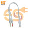 3.5mm 2 Male to 1 Female Headphone Earphone Mic Audio Y Splitter Cable for Pc, Laptop etc (White color)