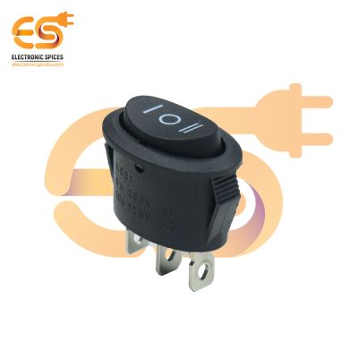 KCD1 6A 250V SPDT Round Shape Black Color 3 pin Rocker Switch Pack of 5