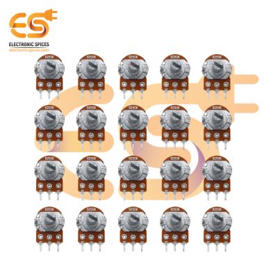 250K Rotary potentiometer 14mm long round shaft handle 3 pins pack of 20pcs