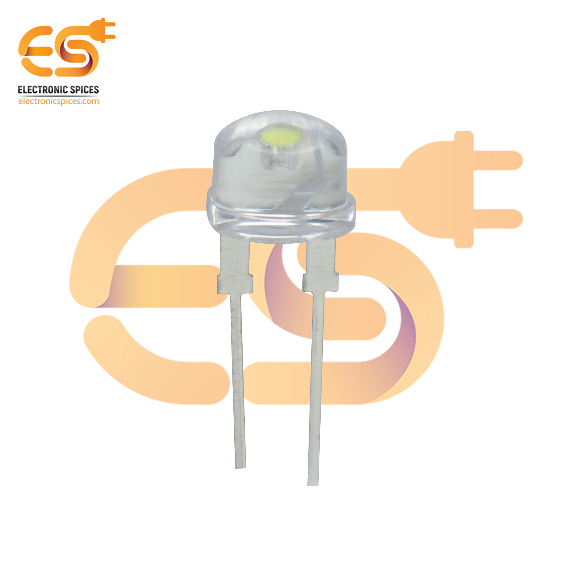 3.2V 5watt Straw Hat 8mm LED White Light Pack of 10