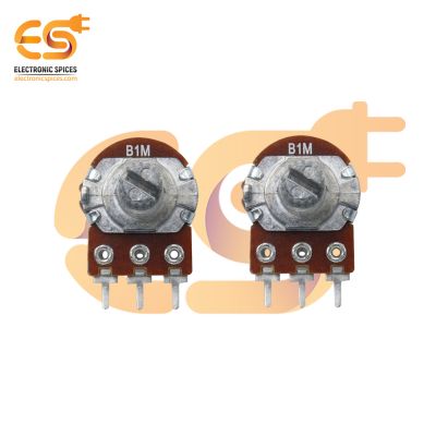 1M Rotary potentiometer round shaft handle 3 pin pack of 2pcs