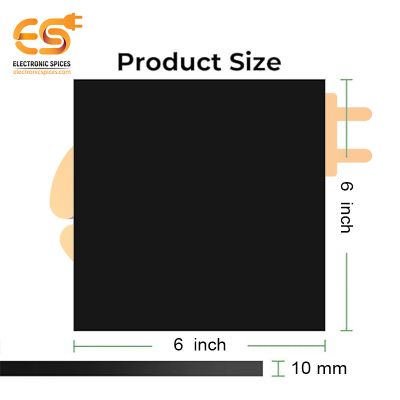 10mm Square Shape Black Color Acrylic Sheet (6 x 6inch)