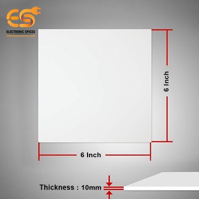 10mm Square Shape White Color Acrylic Sheet (6 x 6inch)