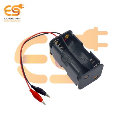 AA 4 cells Battery holder hard plastic case with Alligator Clips (1.5V x 4 cells = 6Volt)