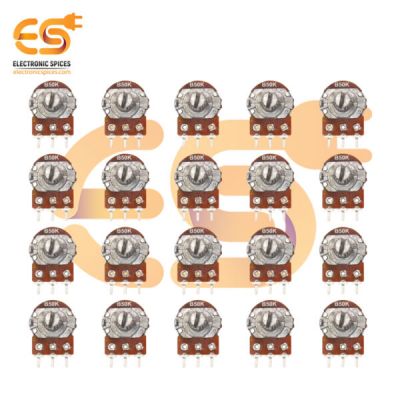 50K Rotary potentiometer 14mm long round shaft handle 3 pins pack of 20pcs