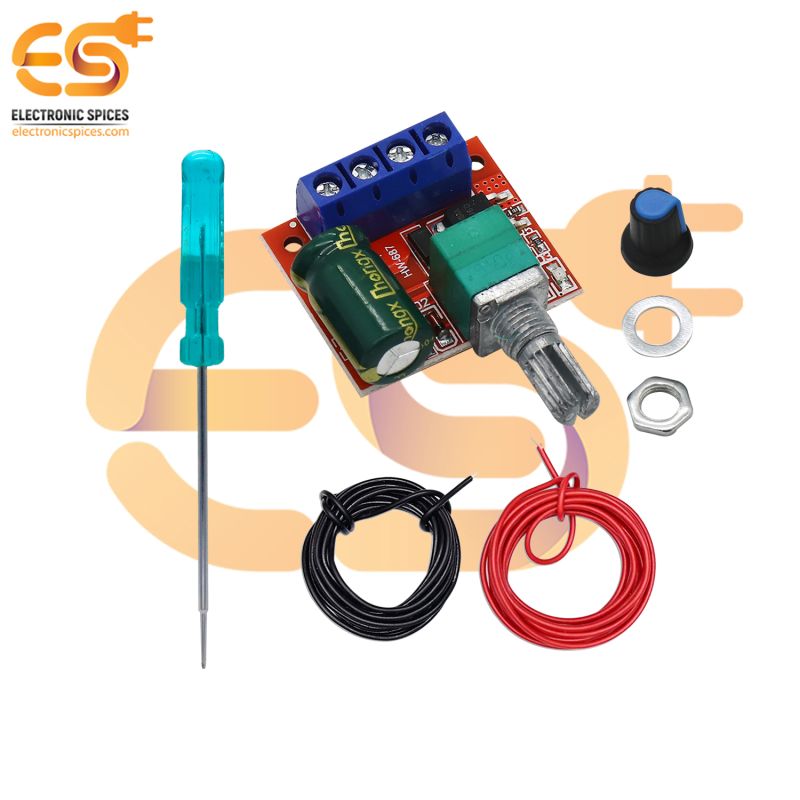 Combo of 5A 5V-35V Mini DC Motor PWM Speed Controller Speed Control Switch  Adjustable Switch LED Dimmer with screwdriver & 2m Copper Wire