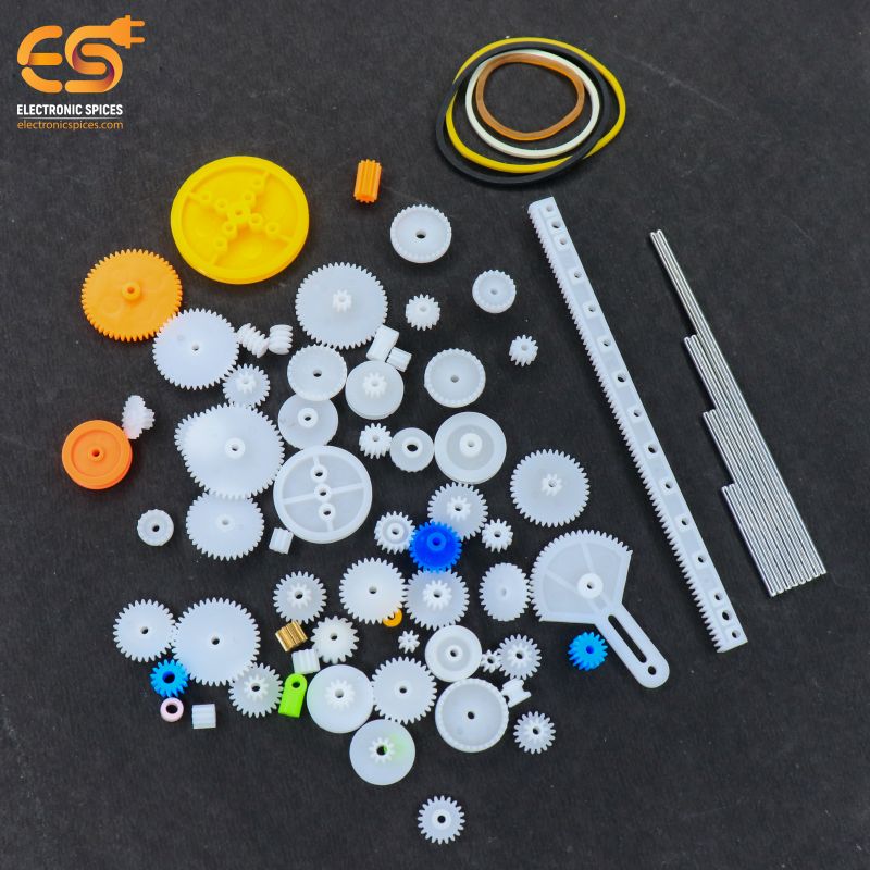 82-Piece Plastic Gear Set: Rack, Pulley, Worm, Single, Double Gears for ...
