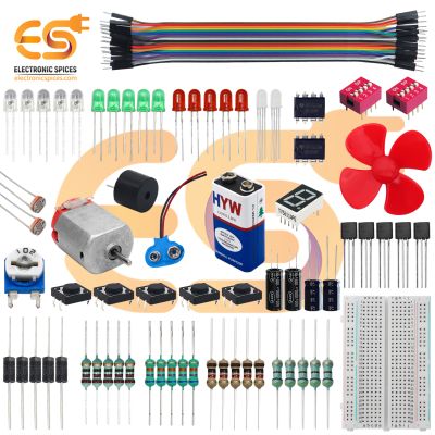 DIY Electronics Starter Kit Combo with Breadboard | LEDs | Resistors | Switches (70 Items for 20+ Projects)